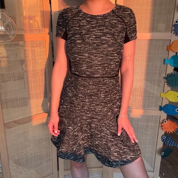 j crew black and white mixed tweed dress panel fit and flare size 0 brand new - Picture 1 of 7